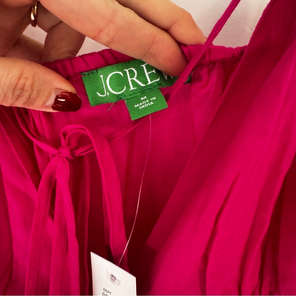 New J. Crew Tiered Cotton Voile Midi Dress in fuchsia - Picture 3 of 4